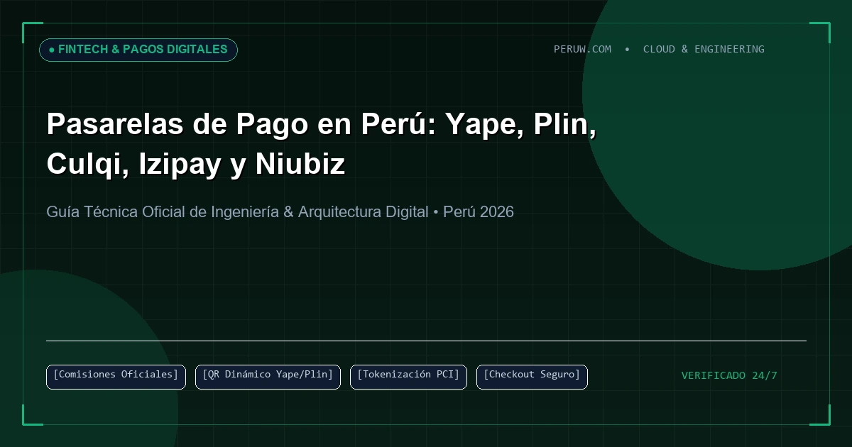 Pasarelas de Pago en Perú: Comparativa Técnica y de Comisiones entre Yape, Plin, Izipay, Culqi y Niubiz